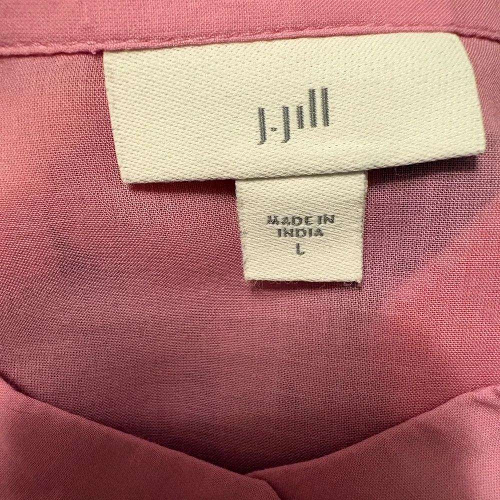 SALE J. Jill Pink Embroidered Tunic ✨ Button Front Boho Diamond Detail Size L - Picture 2 of 9